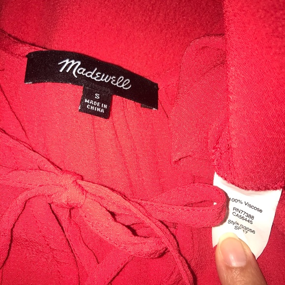 Madewell Cherry Red Lace-Up Flutter Sleeve Mini Dress - Picture 3 of 6